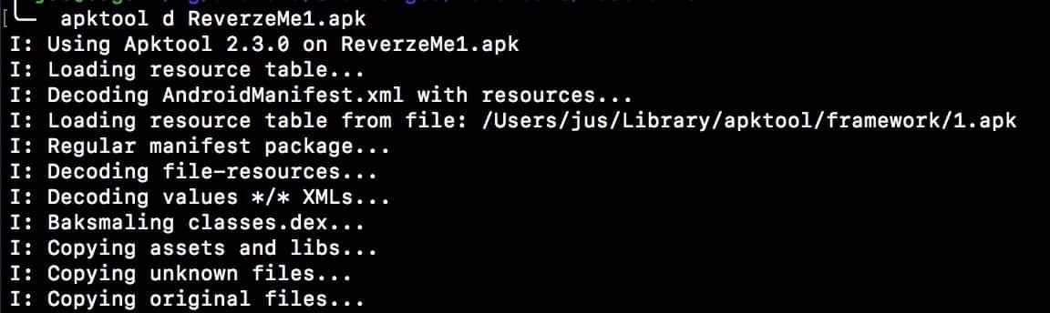 apktool Reverzeme app