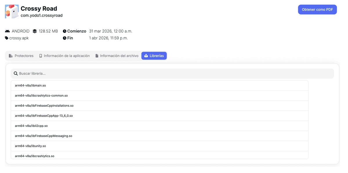 Figure 13: android apk Libraries extraction using Tungstenic