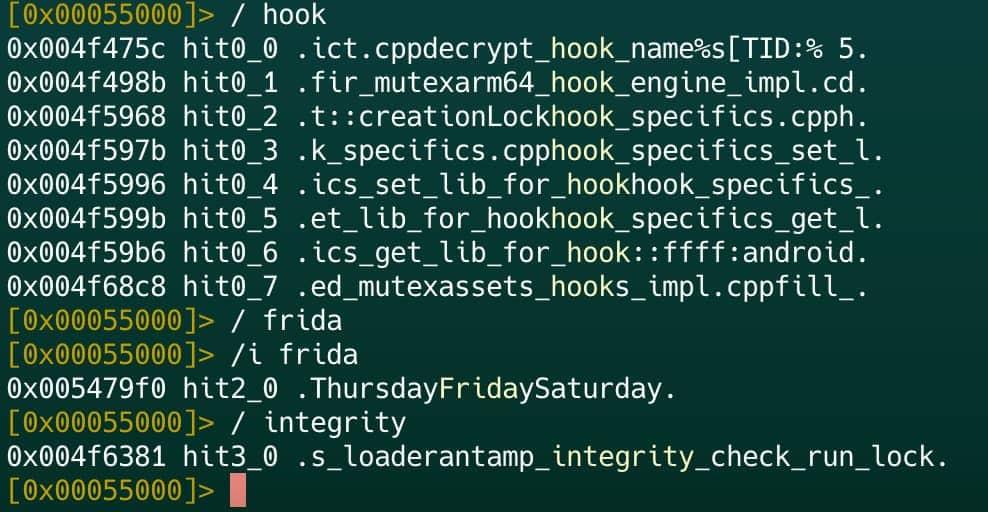 Figure 10. String search looking for detection mechanisms