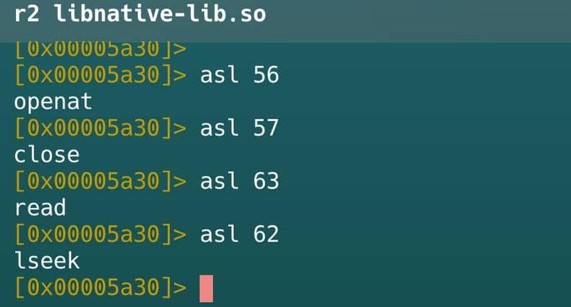 Figure 23. Using asl to identify the functions being called