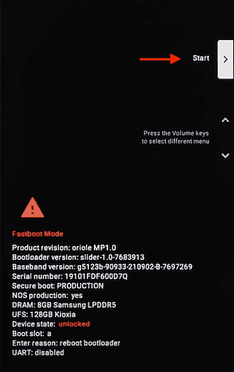 Image showing to push the lock button to restart the device