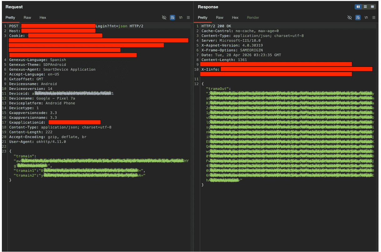 Figure 3. Third example of encrypted traffic over TLS, used to compare patterns between sample applications.