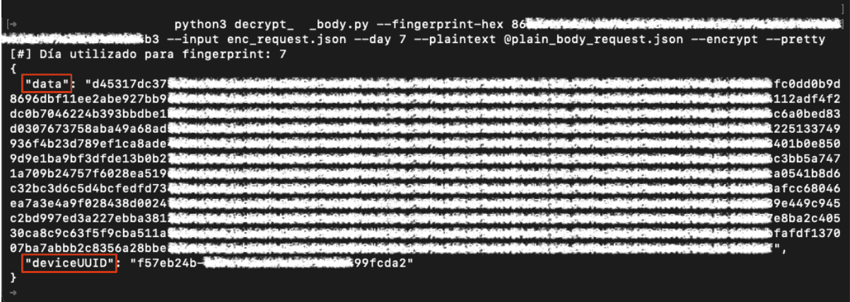 Figure 19. Re-encoding the modified request, regenerating a valid blob to complete the test flow.
